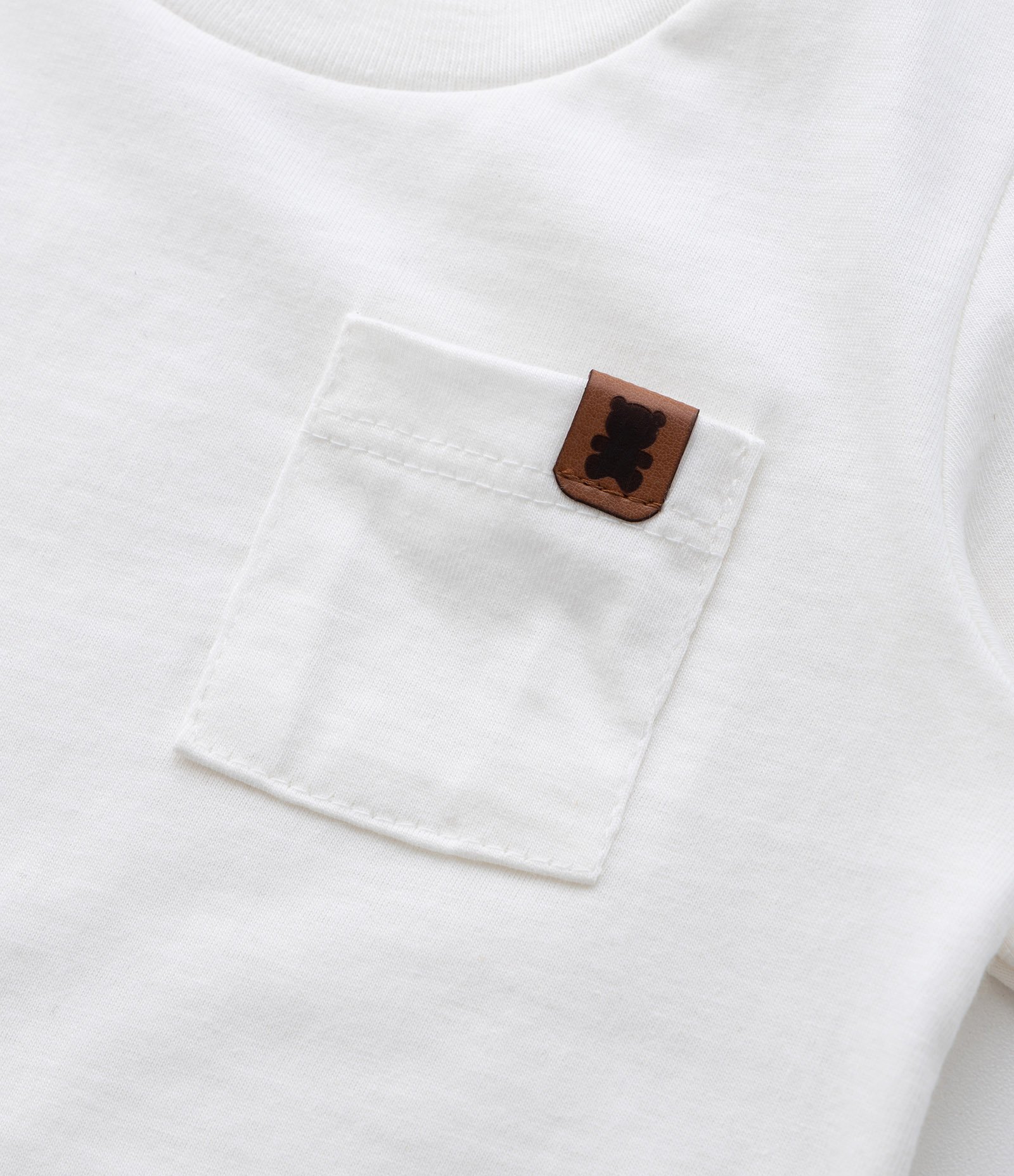 Camiseta Infantil com Bolsinho e Estampa Leão - Tam 0 a 18 meses Branco 5