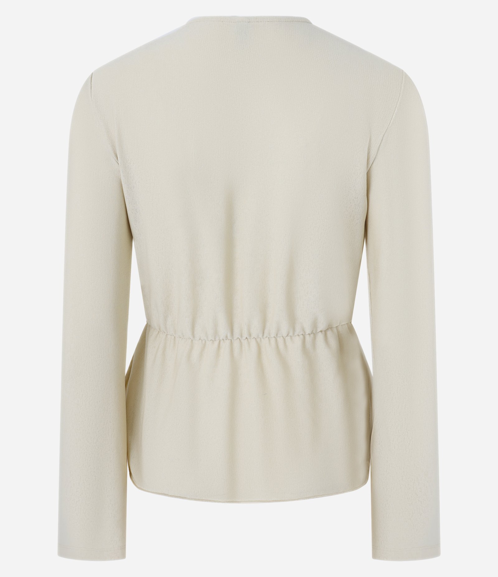 Blusa Texturizada com Babados e Amarração Frontal Bege 2