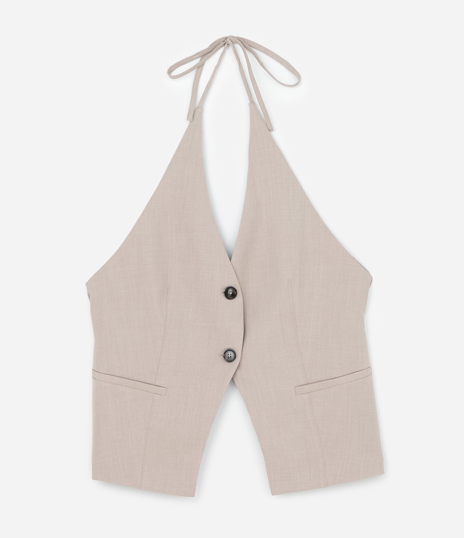 Colete Alfaiatado com Frente única Bege 7