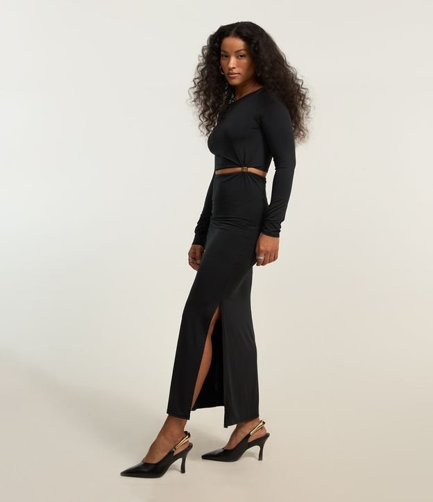 Vestido New Midi em Jersey com Aviamento na Cintura