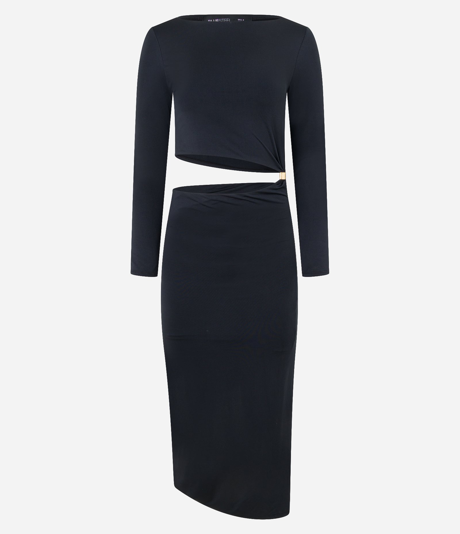 Vestido New Midi em Jersey com Aviamento na Cintura Preto 8