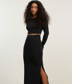 Vestido New Midi em Jersey com Aviamento na Cintura