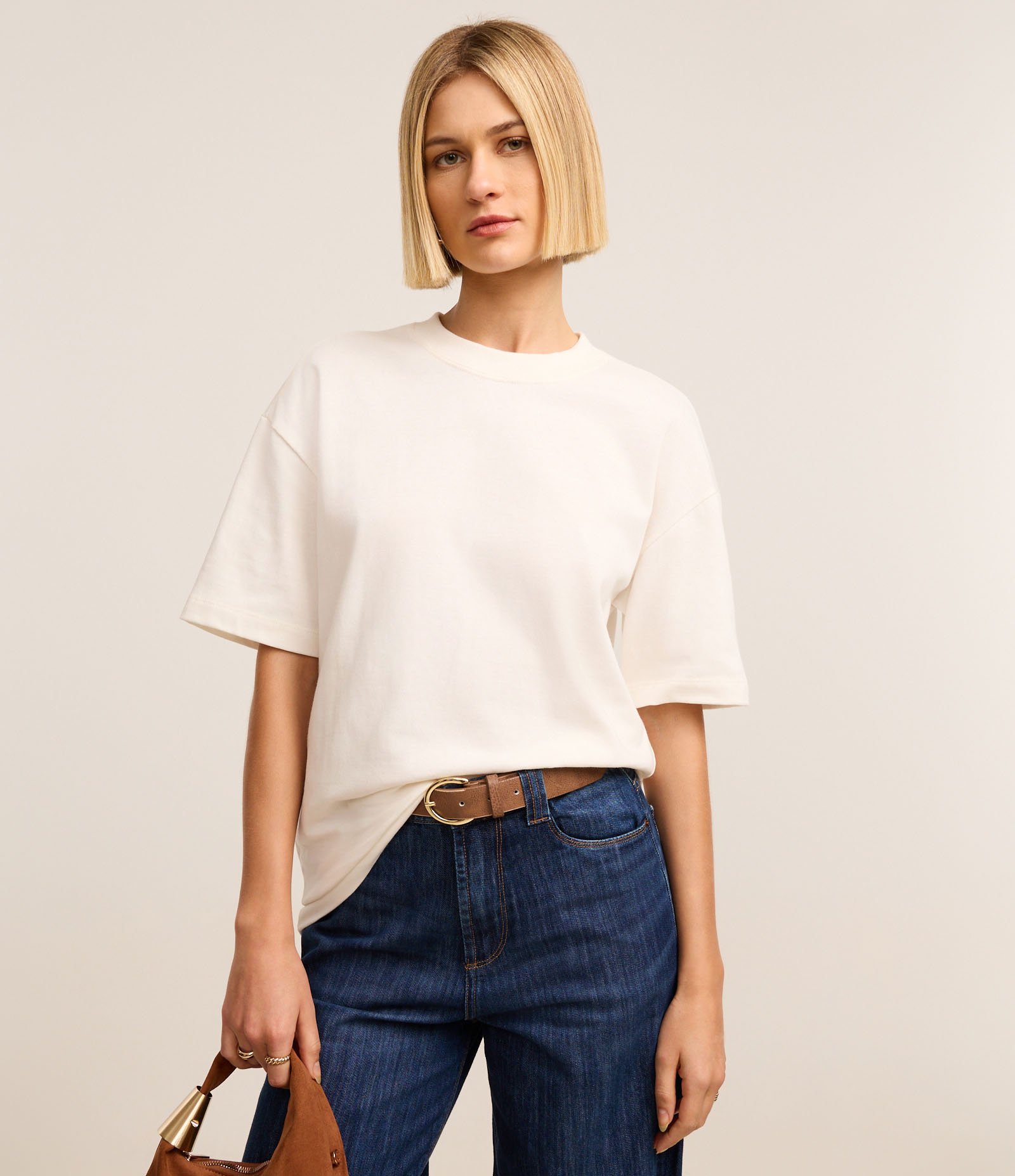 Camiseta Básica Relaxed em Malhão Branco 1