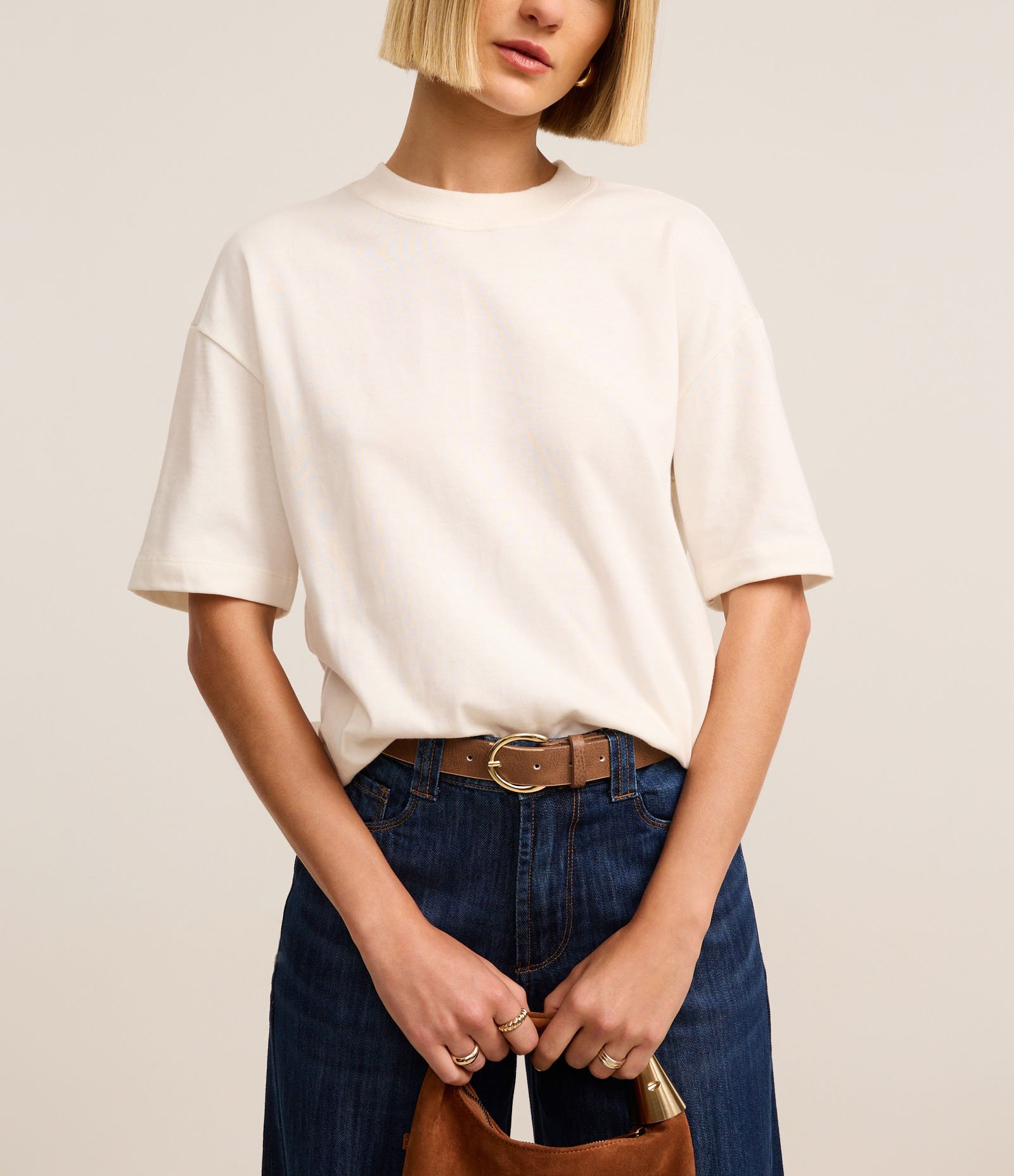 Camiseta Básica Relaxed em Malhão Branco 4