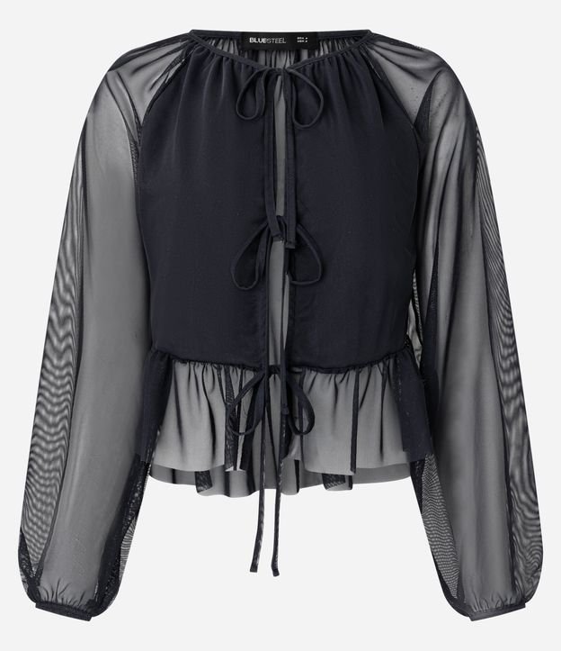 Blusa Bata em Tule com Amarração