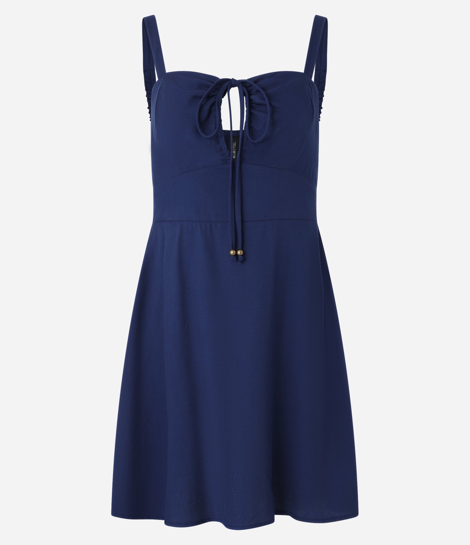 Vestido Curto em Viscose com Franzido e Vazado no Busto Azul 5