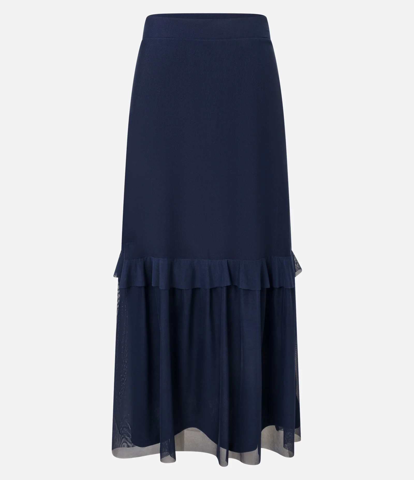 Saia Long Midi em Tule com Babados Azul 1