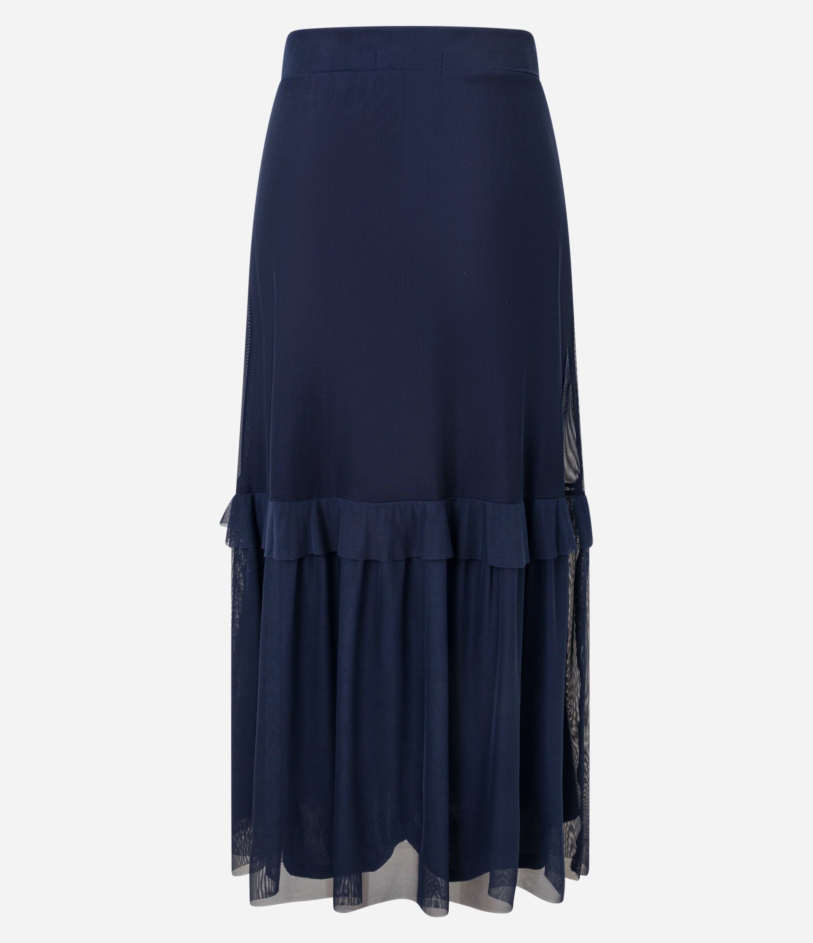 Saia Long Midi em Tule com Babados Azul 2