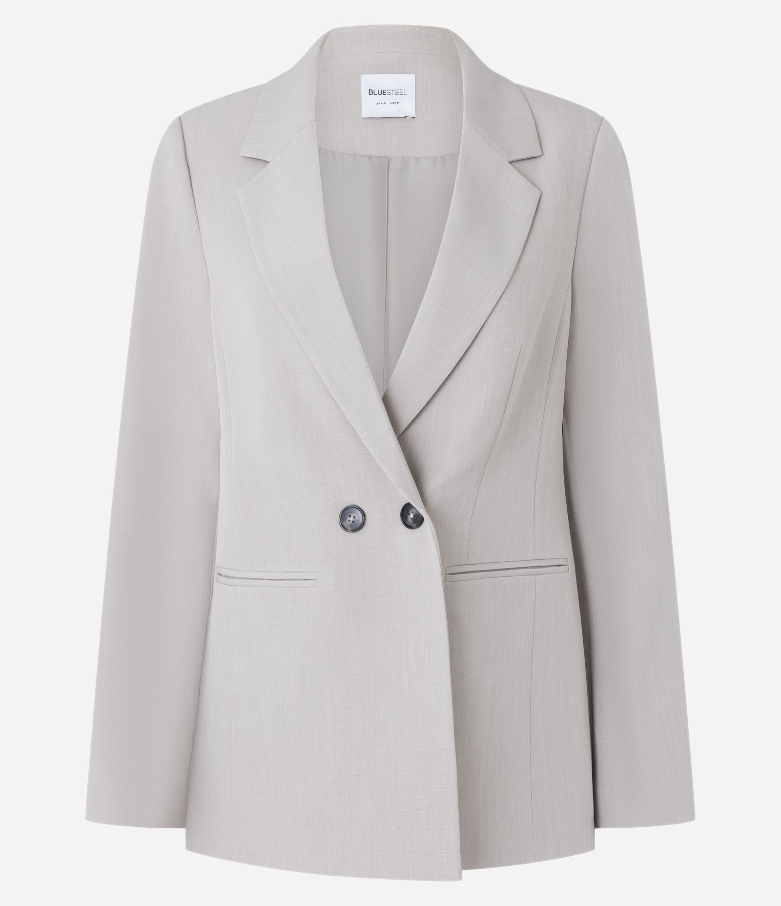 Blazer Alongado em Alfaiataria com Botão Duplo Cinza 9