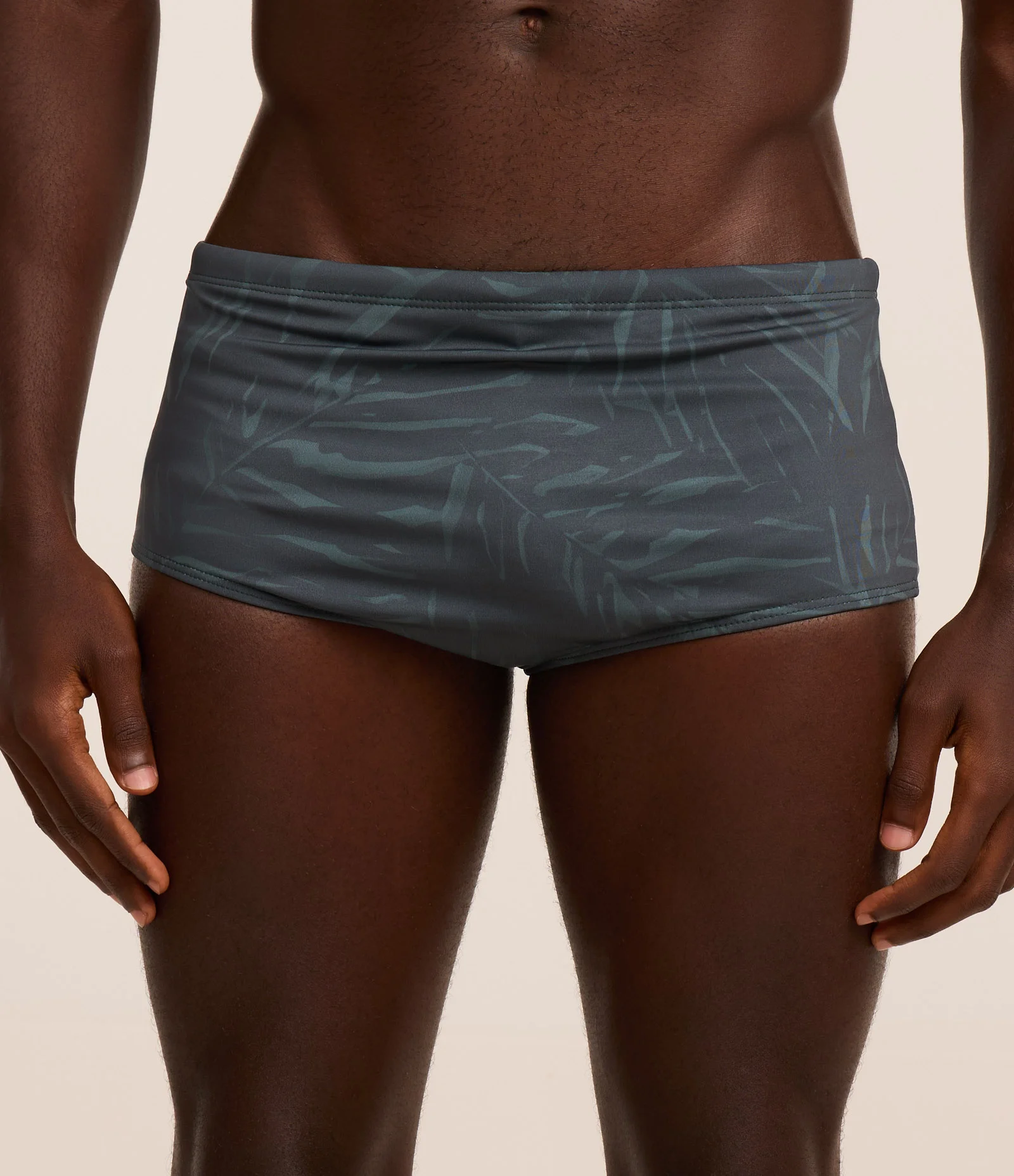 Sunga com Elastano e Estampa de Folhagem Verde 2