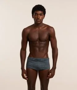 Sunga com Elastano e Estampa de Folhagem