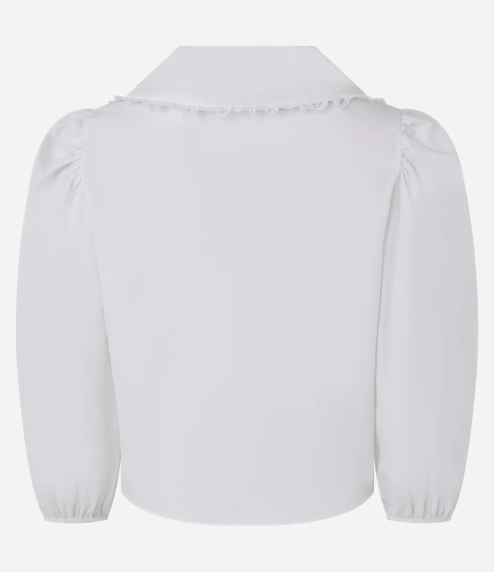 Camisa em Tricoline com Rendinha na Gola e Amarração Frontal Branco 7