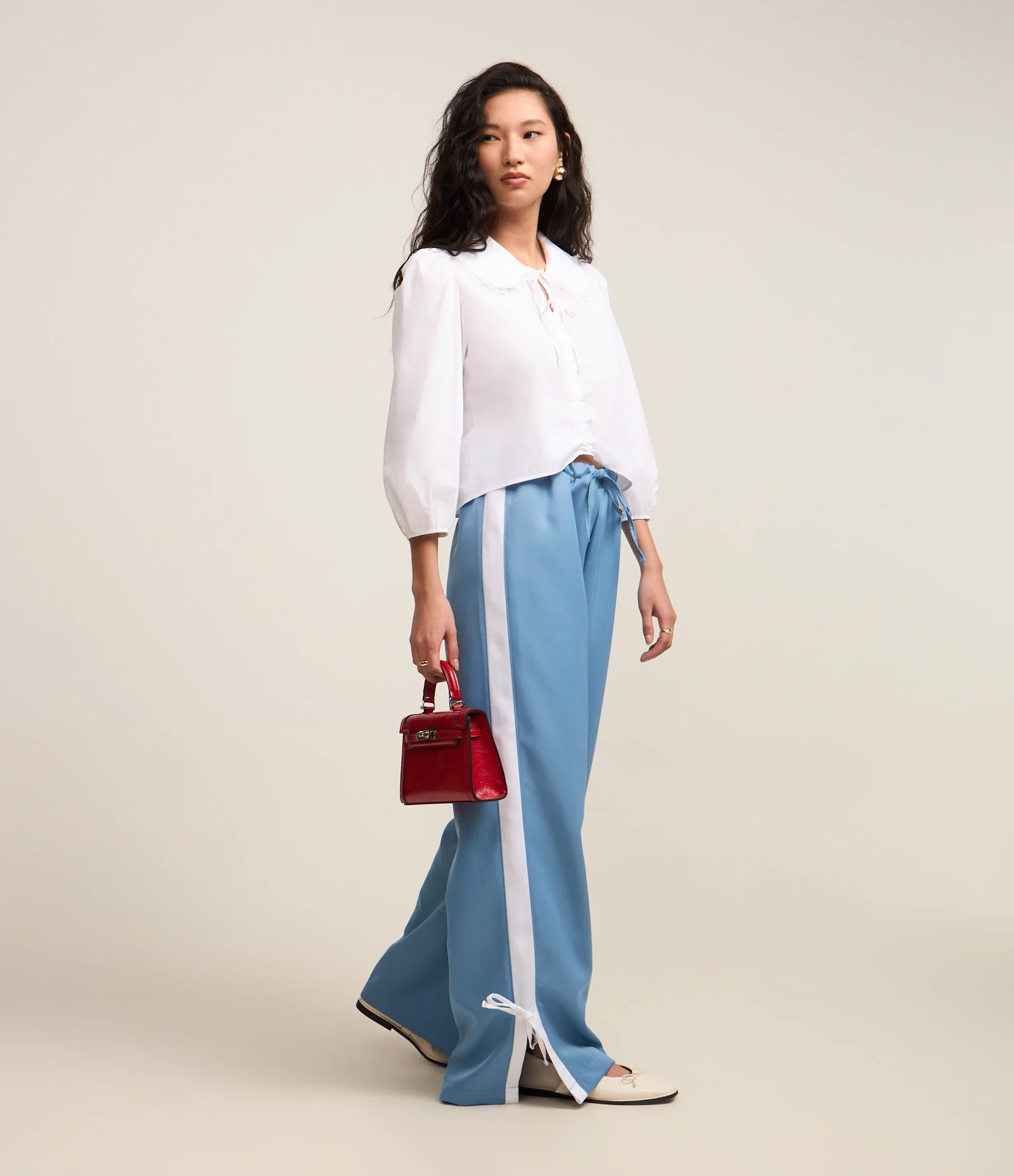 Camisa em Tricoline com Rendinha na Gola e Amarração Frontal Branco 4