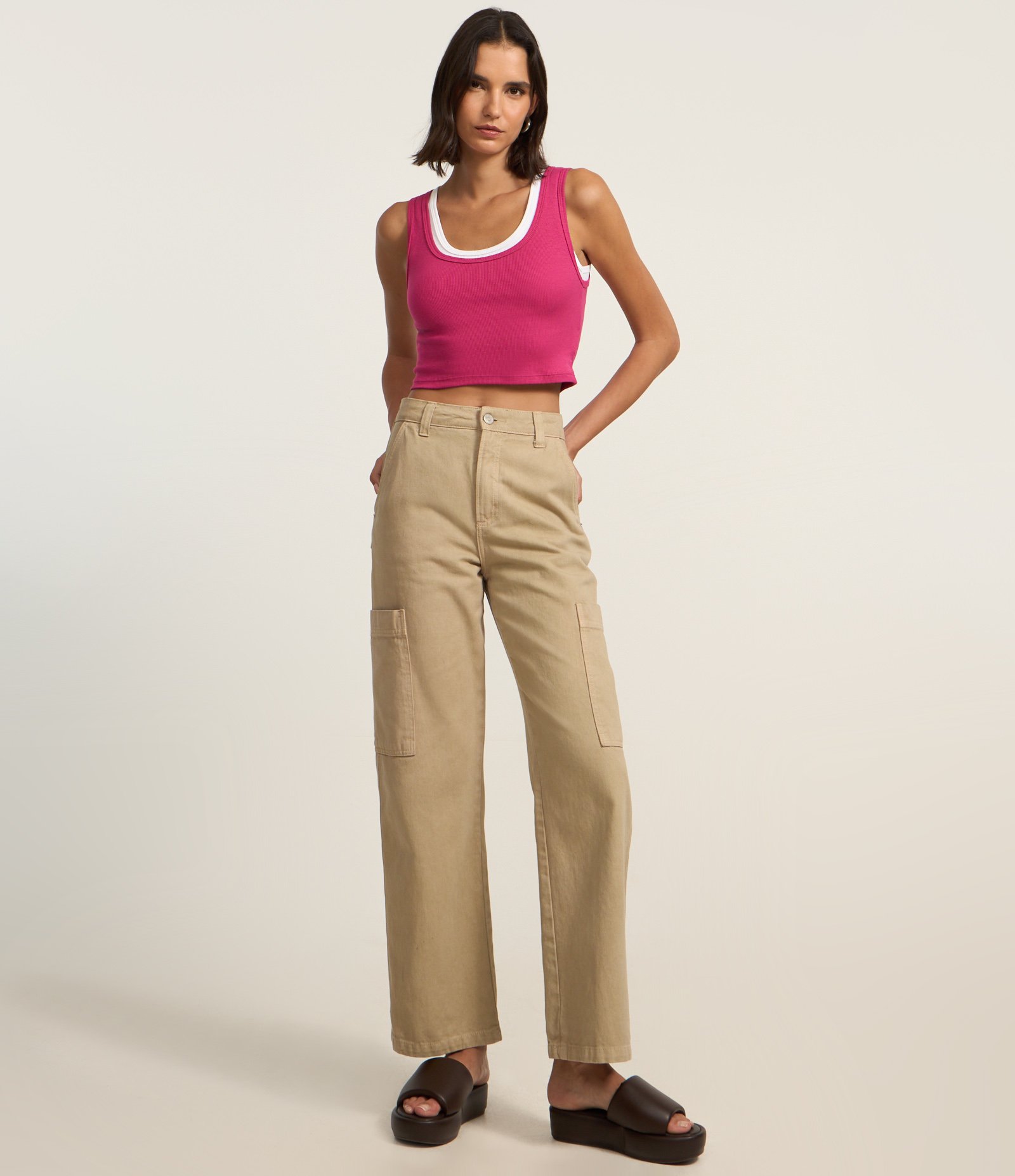 Blusa Básica Soltinha em Ribana Rosa 1