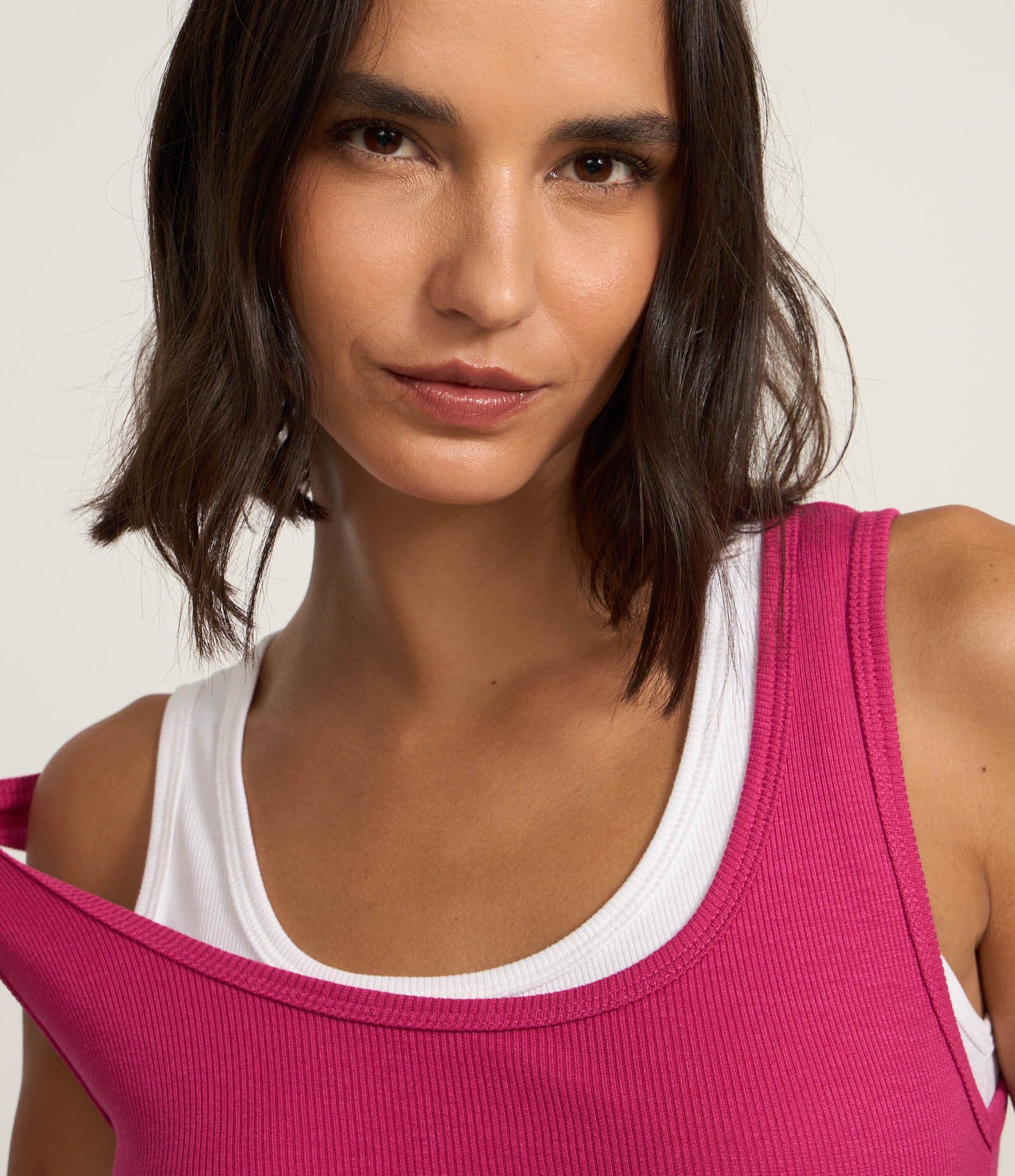 Blusa Básica Soltinha em Ribana Rosa 2