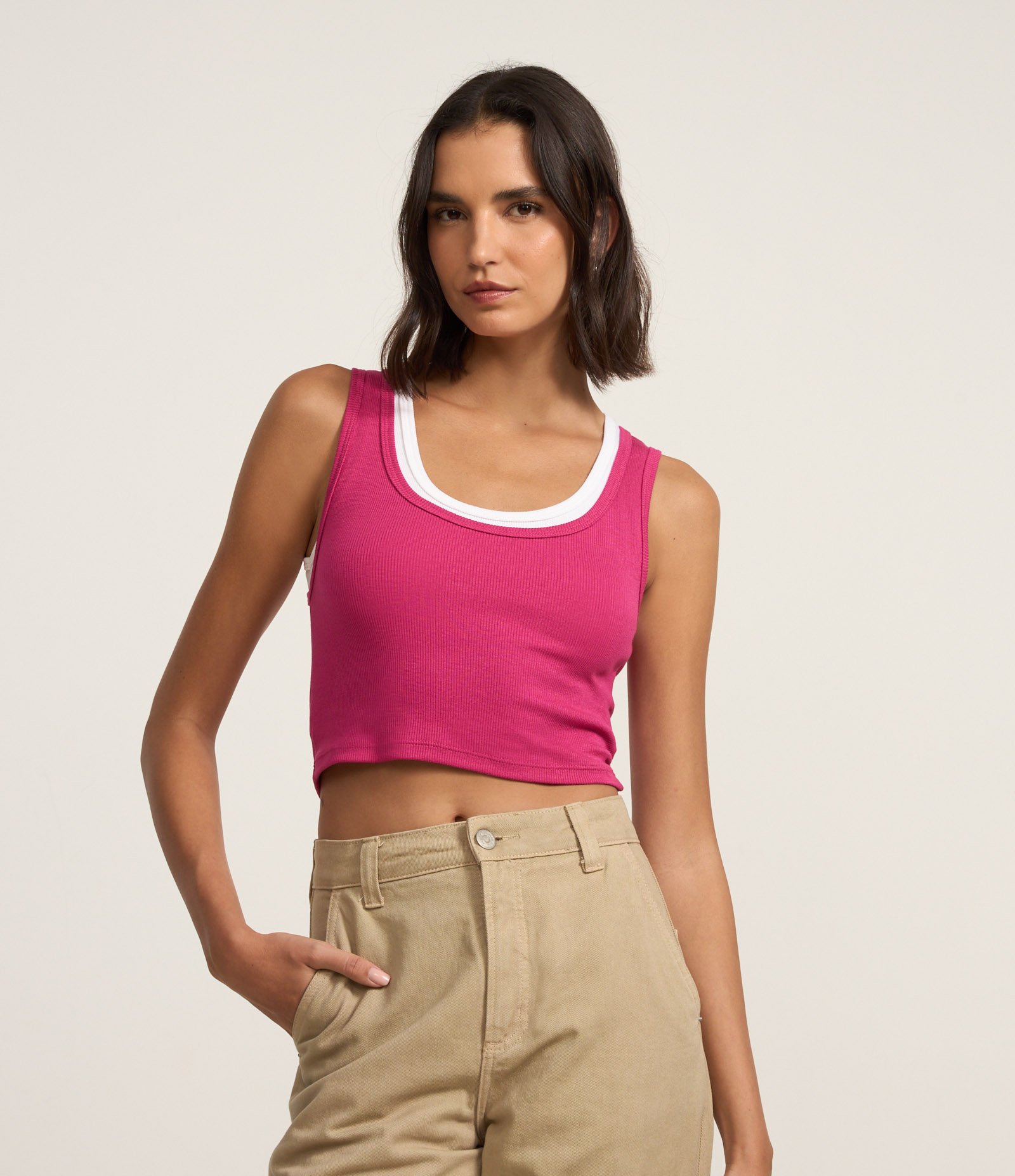Blusa Básica Soltinha em Ribana Rosa 3