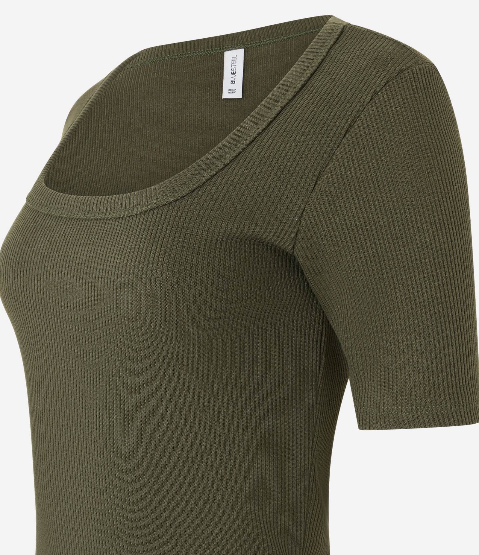 Blusa em Ribana Alongada com Manga Curta Verde 6