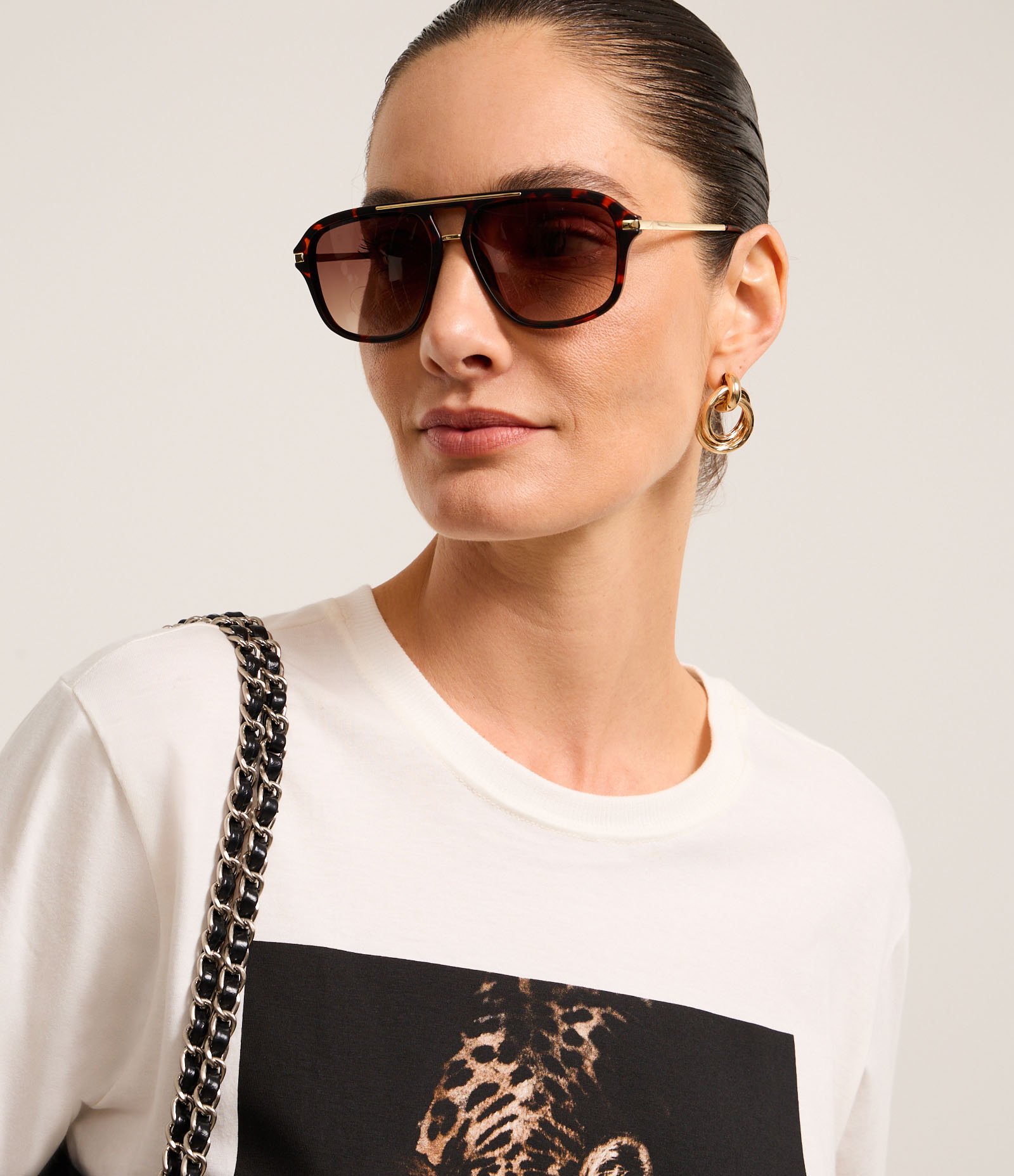 Camiseta em Algodão com Estampa Onça Fotoprint Branco 4