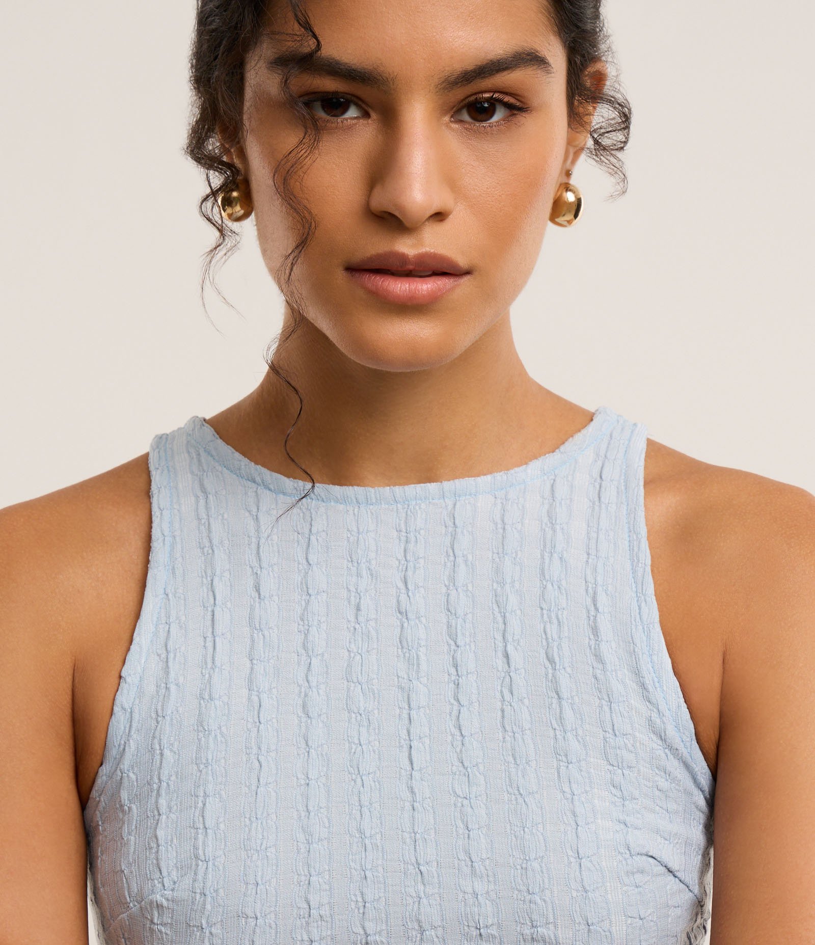 Blusa com Gola Redonda e Textura Diferenciada Azul 3