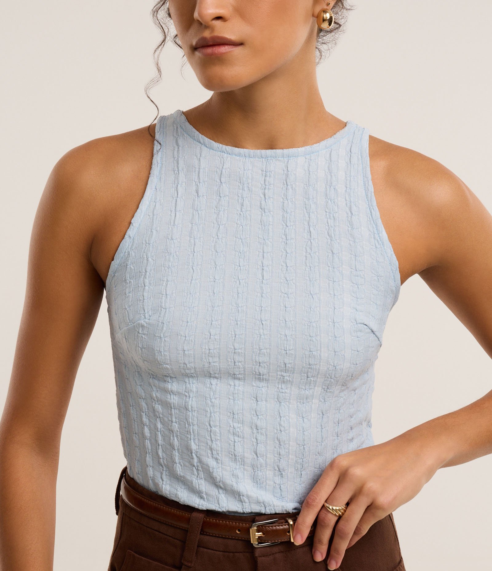 Blusa com Gola Redonda e Textura Diferenciada Azul 4