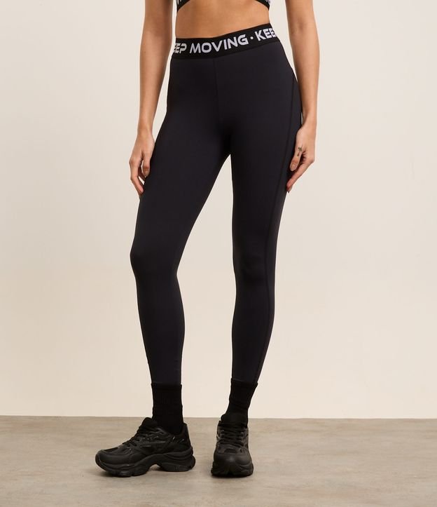 Calça Legging Esportiva em Microfibra com Cós Elástico Keep Mooving