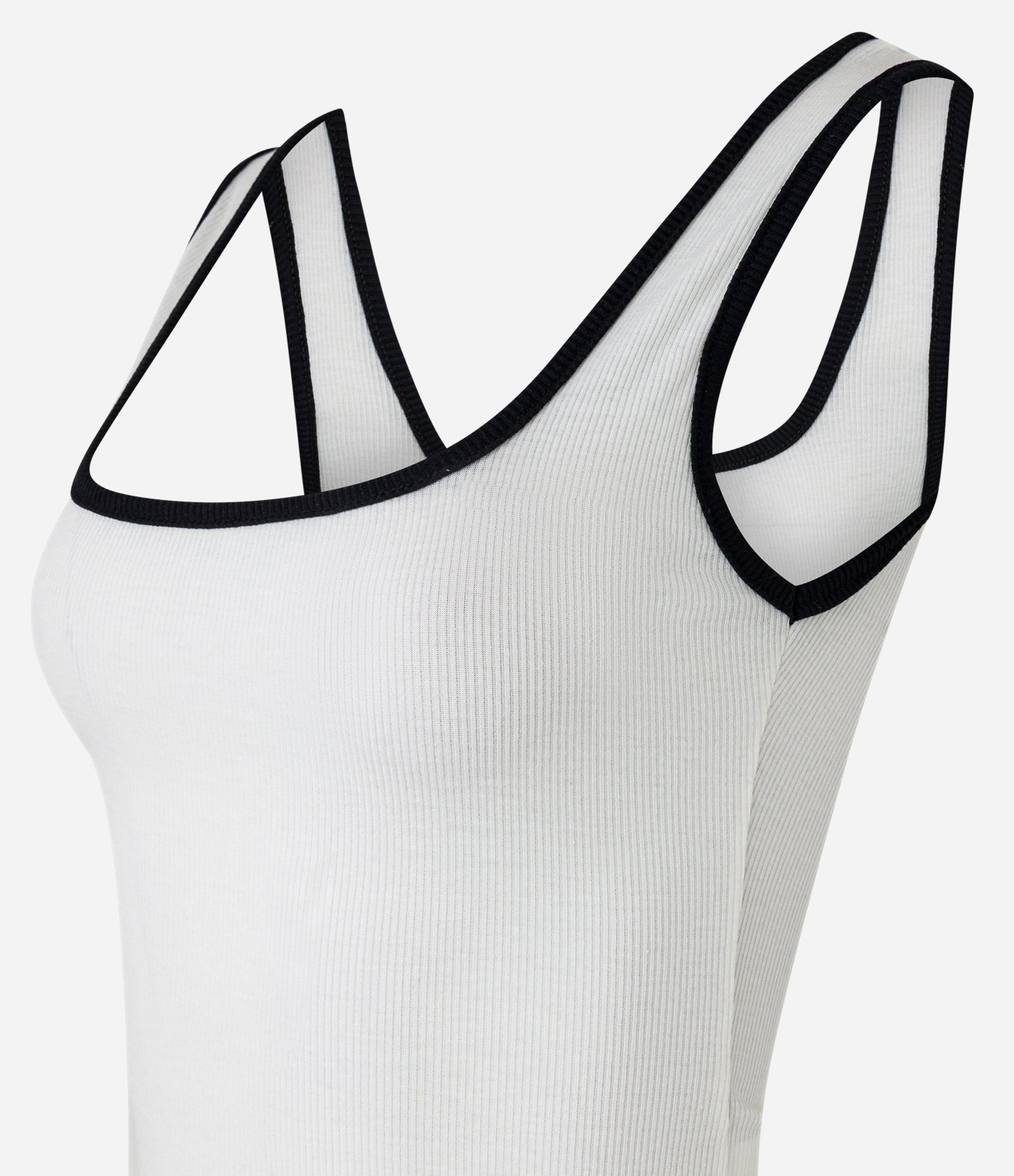 Blusa Regata em Ribana com Acabamento Contrastante Branco 5