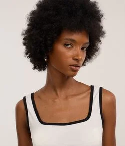 Blusa Regata em Ribana com Acabamento Contrastante