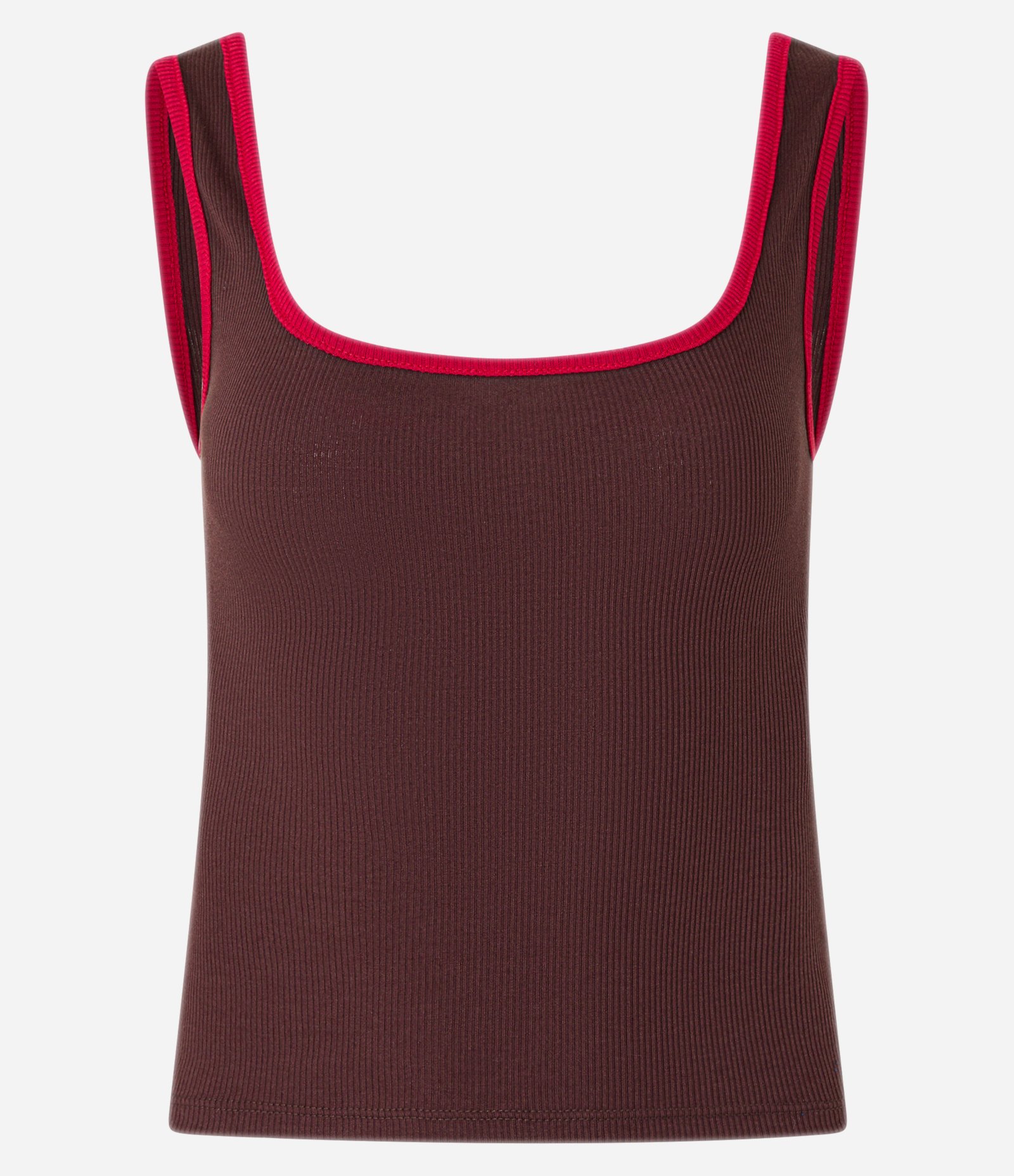 Blusa Regata em Ribana com Acabamento Contrastante Vinho 4