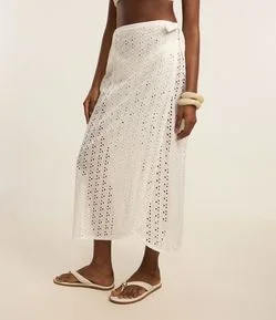 Saída de Praia Saia Midi em Laise com Transpasse