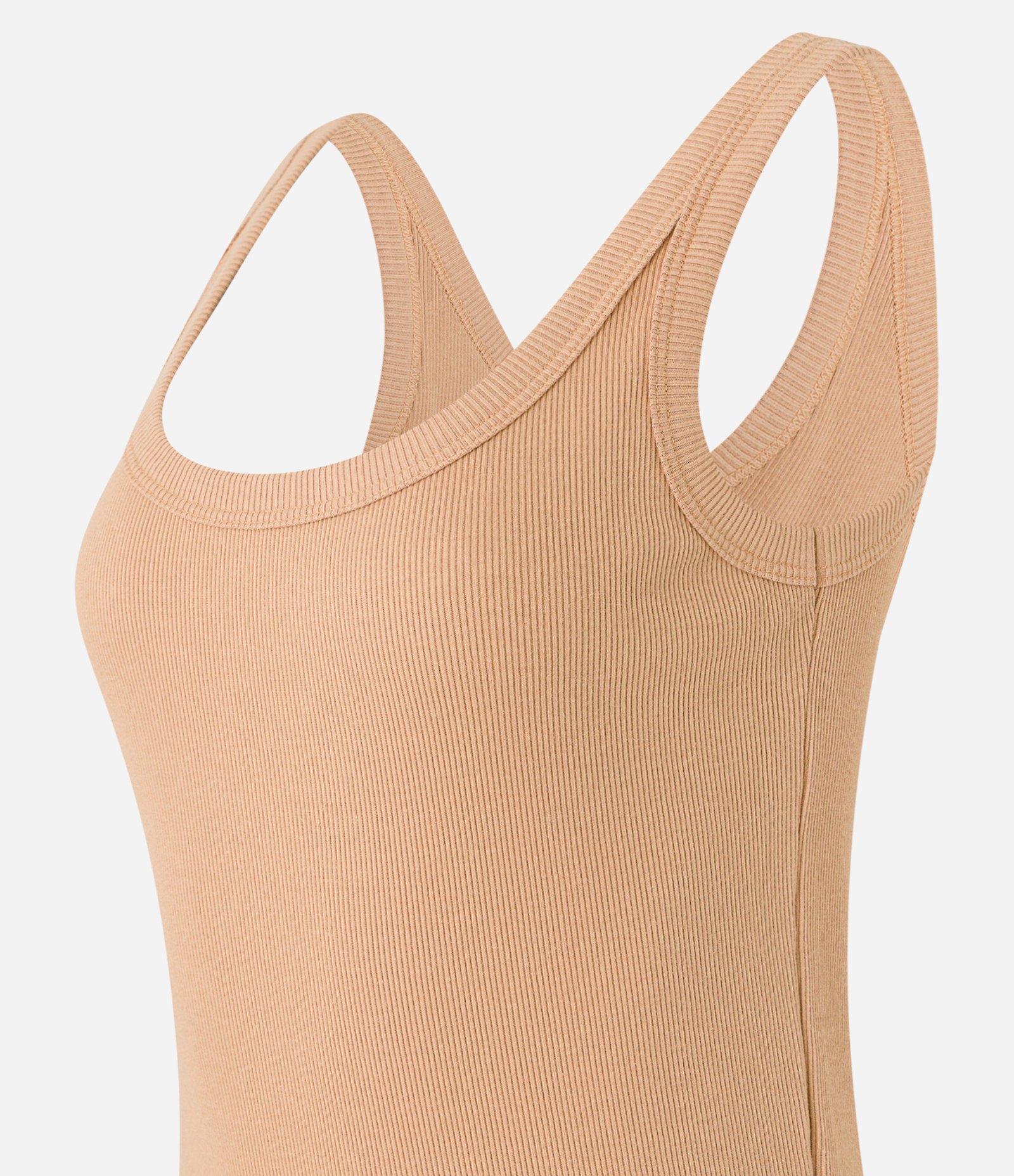 Blusa Regata em Ribana com Decote U Bege 6