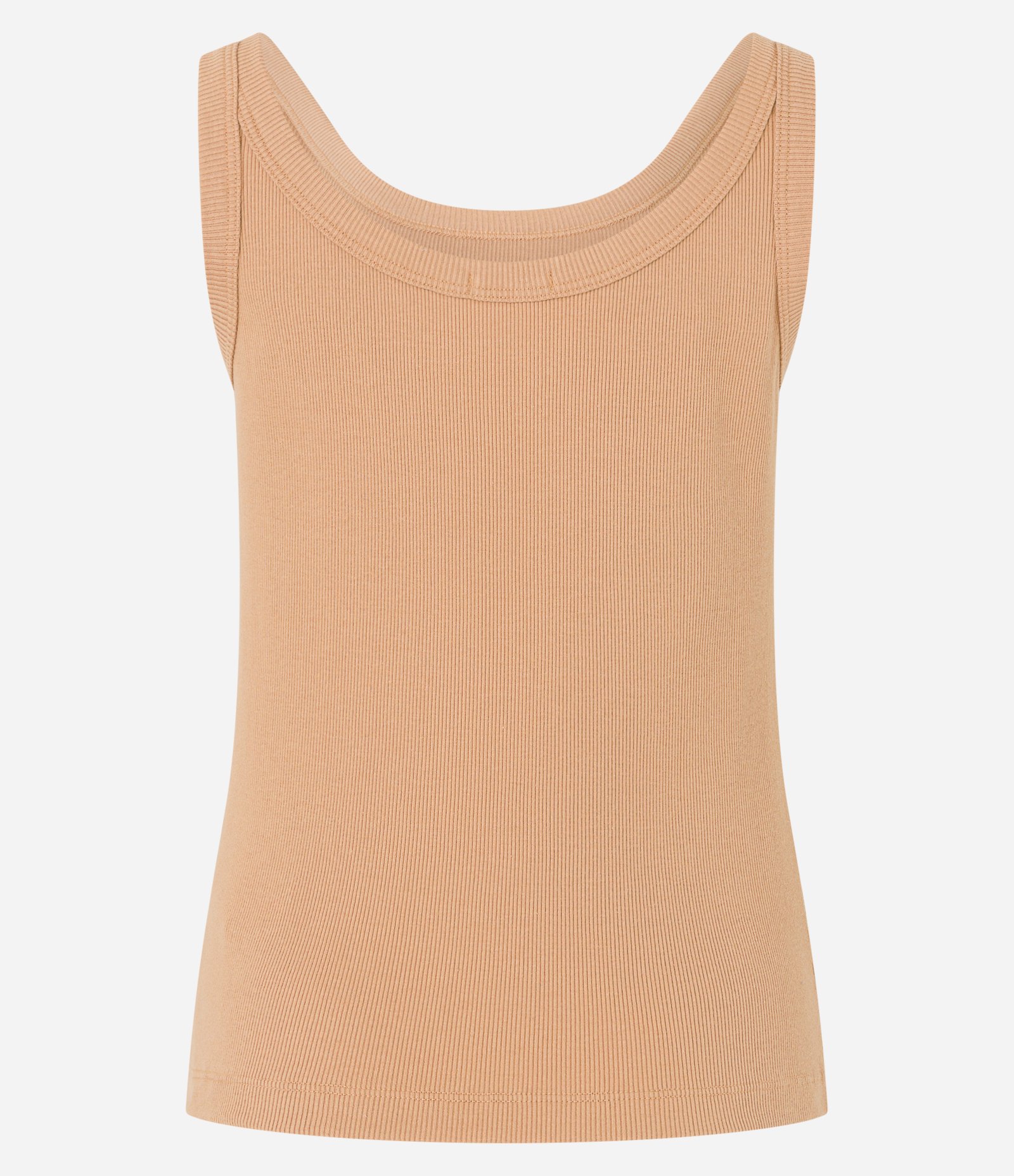 Blusa Regata em Ribana com Decote U Bege 7