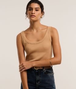 Blusa Regata em Ribana com Decote U