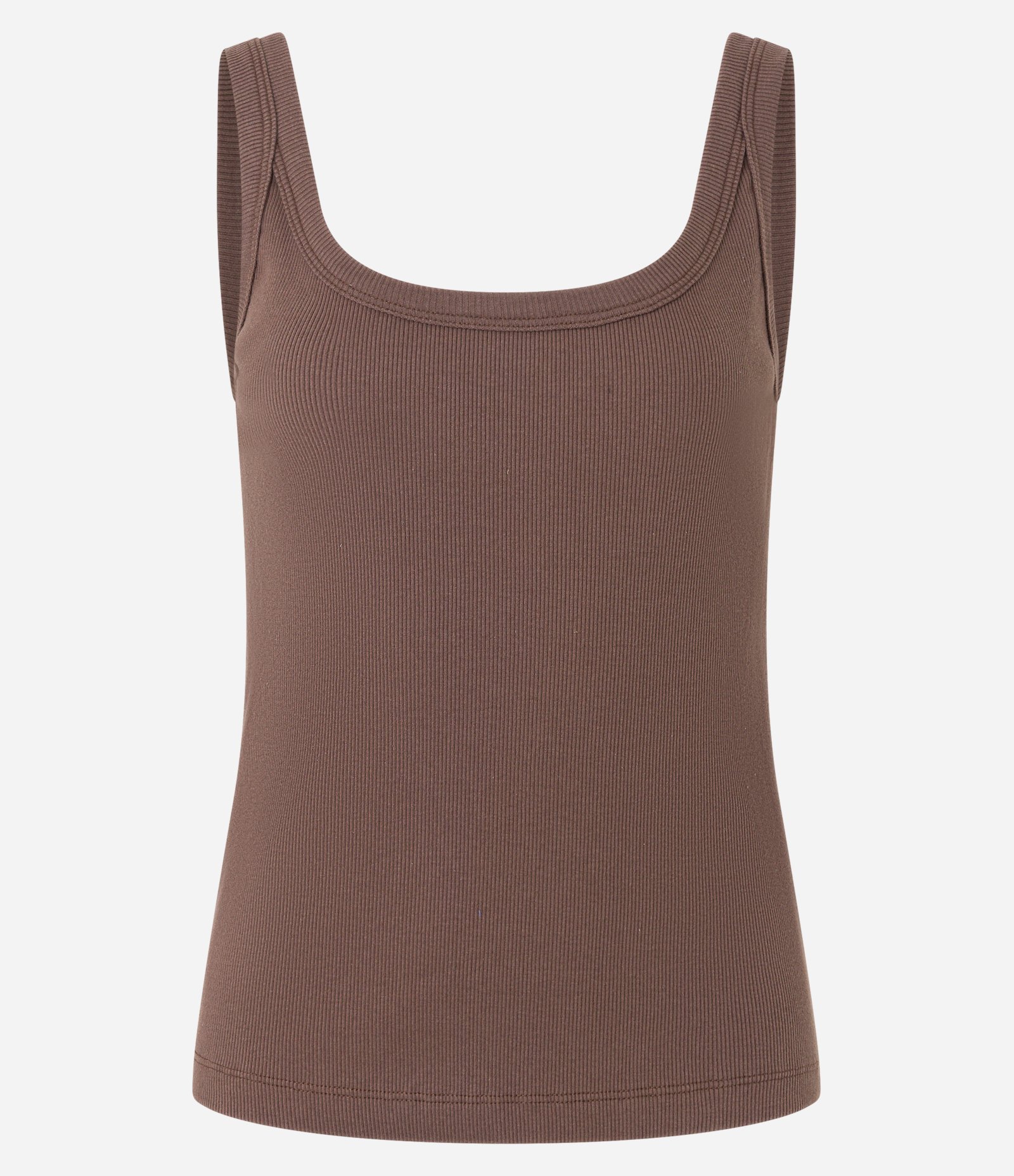 Blusa Regata em Ribana com Decote U Marrom 2