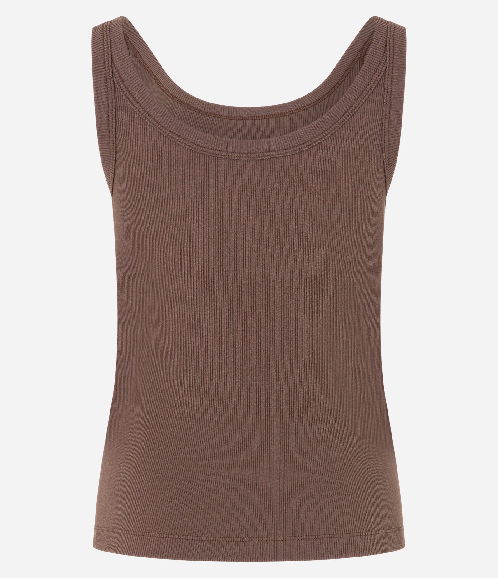 Blusa Regata em Ribana com Decote U Marrom 4