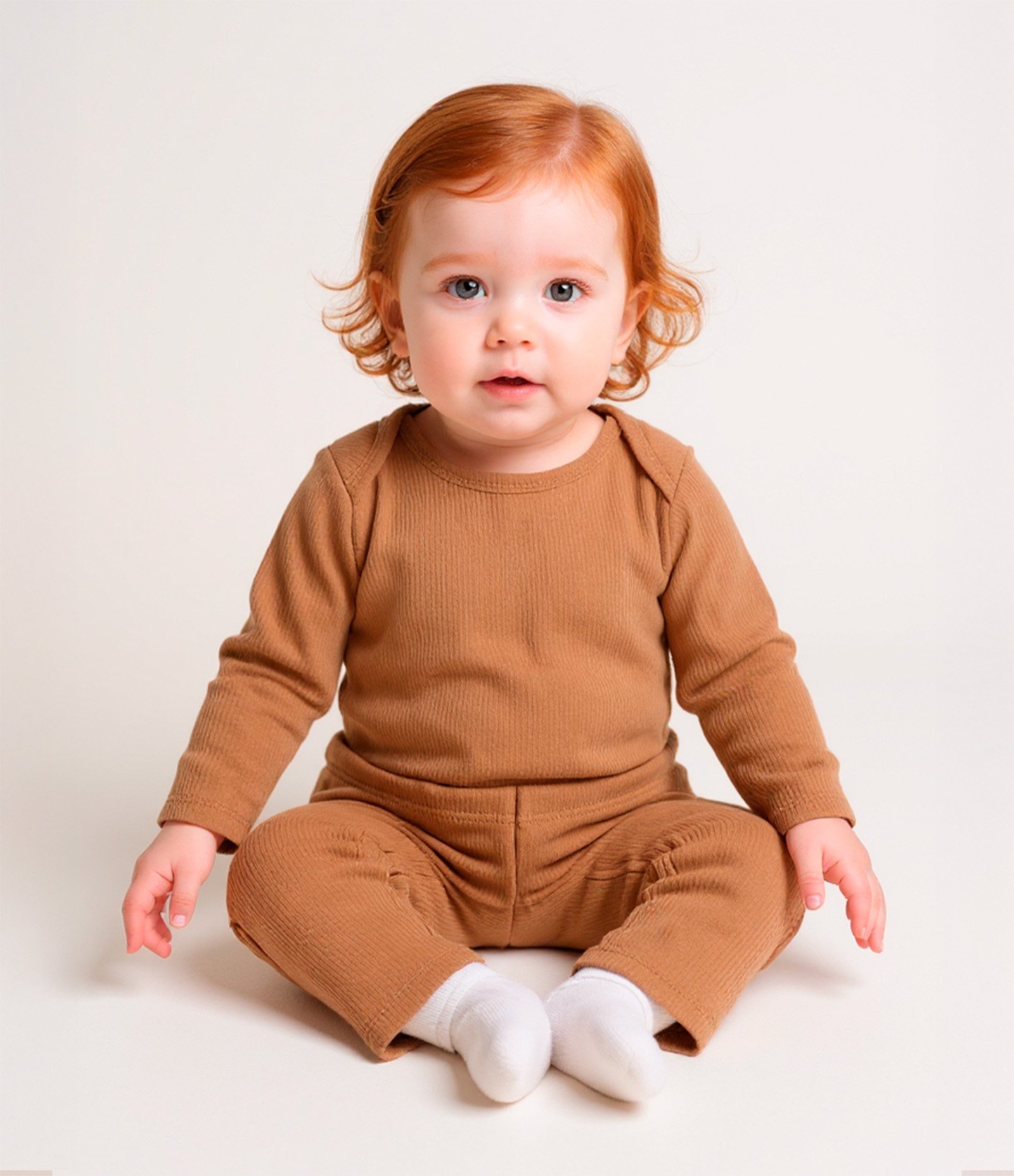 Conjunto Infantil em Ribana Básico - Tam RN a 18 meses Marrom 1