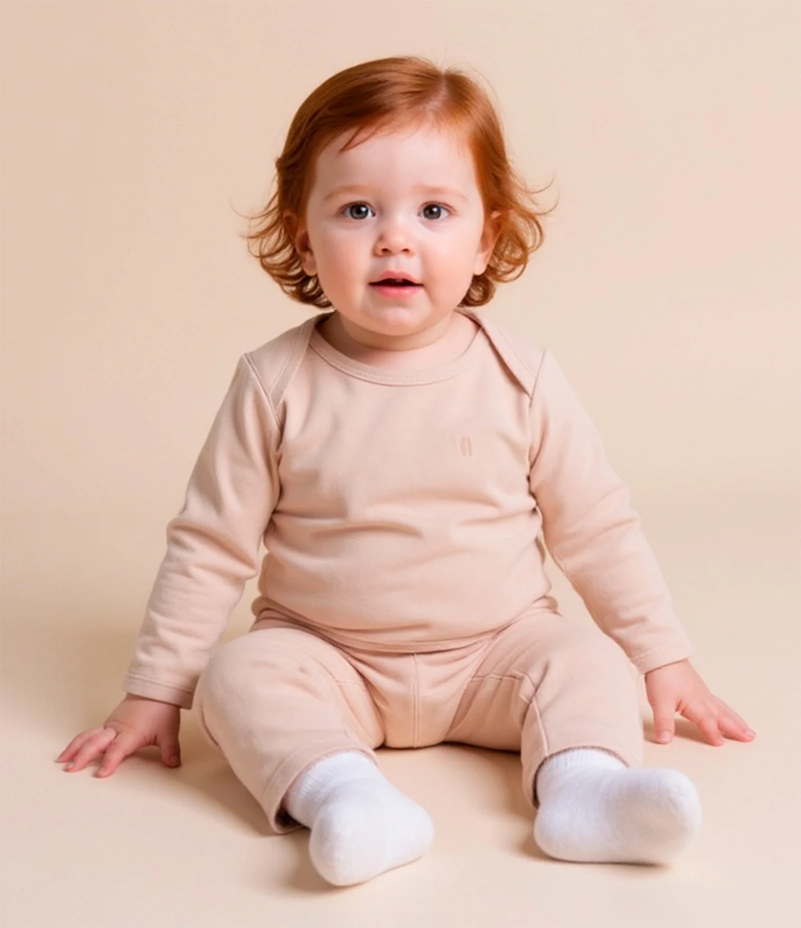 Conjunto Infantil em Ribana Básico - Tam RN a 18 meses Bege 1