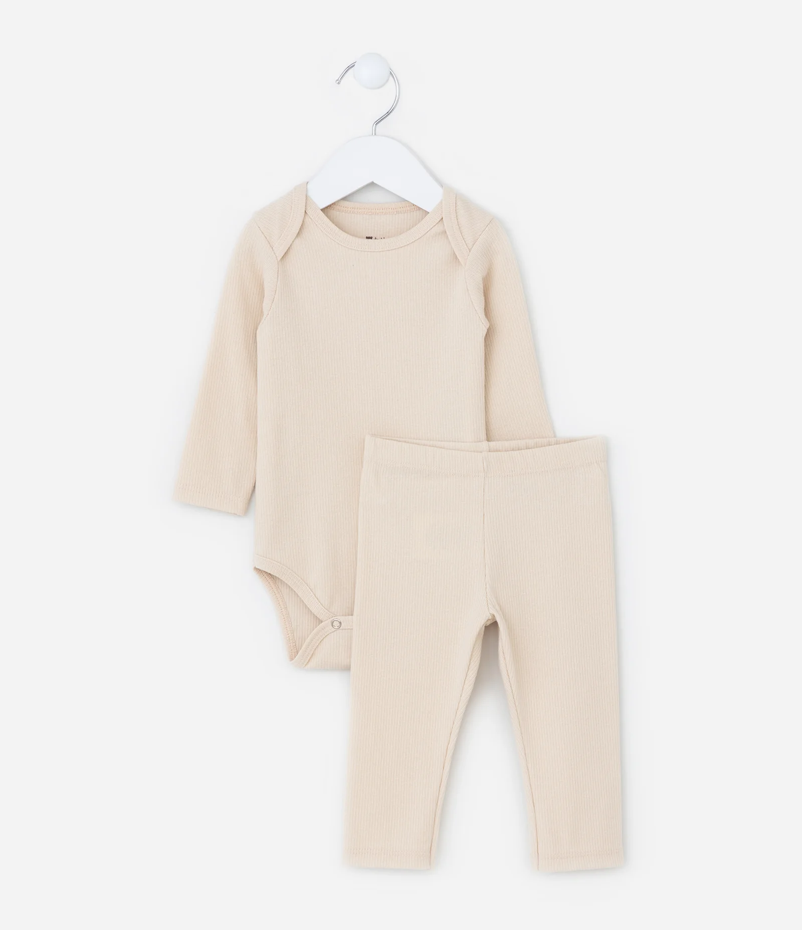Conjunto Infantil em Ribana Básico - Tam RN a 18 meses Bege 2