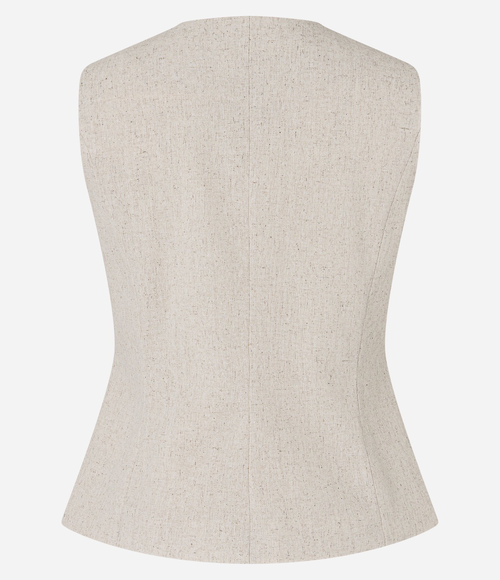 Colete Longo Alfaiatado em Viscolinho com Abotoamento Bege 7