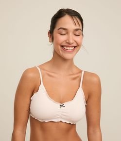 Sutiã Top Seamless Texturizado com Bordas de Frufru