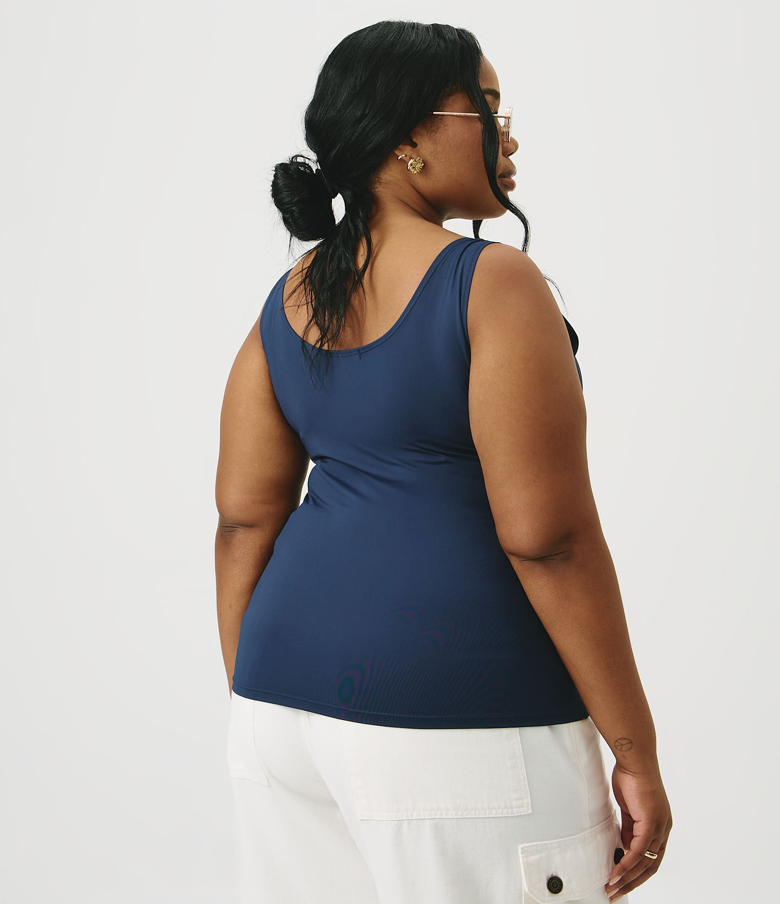 Blusa Regata em Poliamida com Alças Largas Curve & Plus Size Azul 4