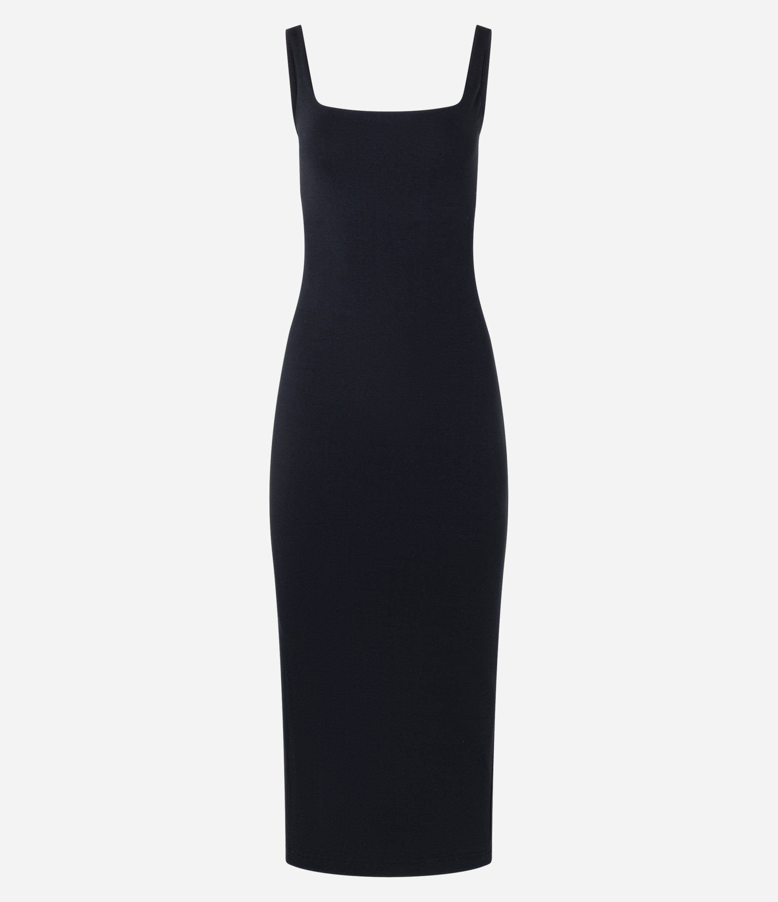 Vestido Midi Regata e Ponto Roma com Decote Quadrado Preto 7