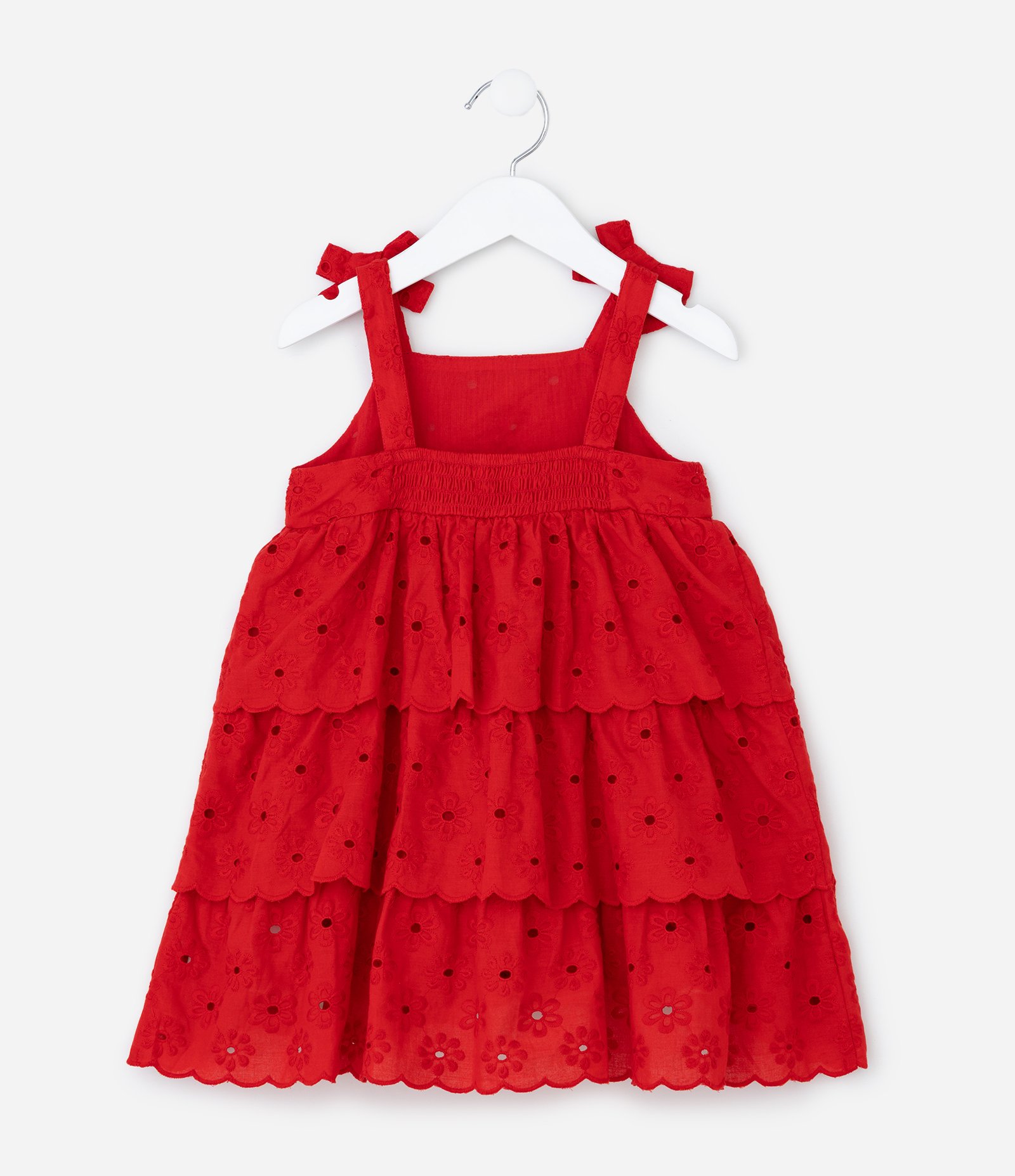 Vestido Infantil em Laise Texturizado - Tam 1 a 6 Anos Vermelho 2