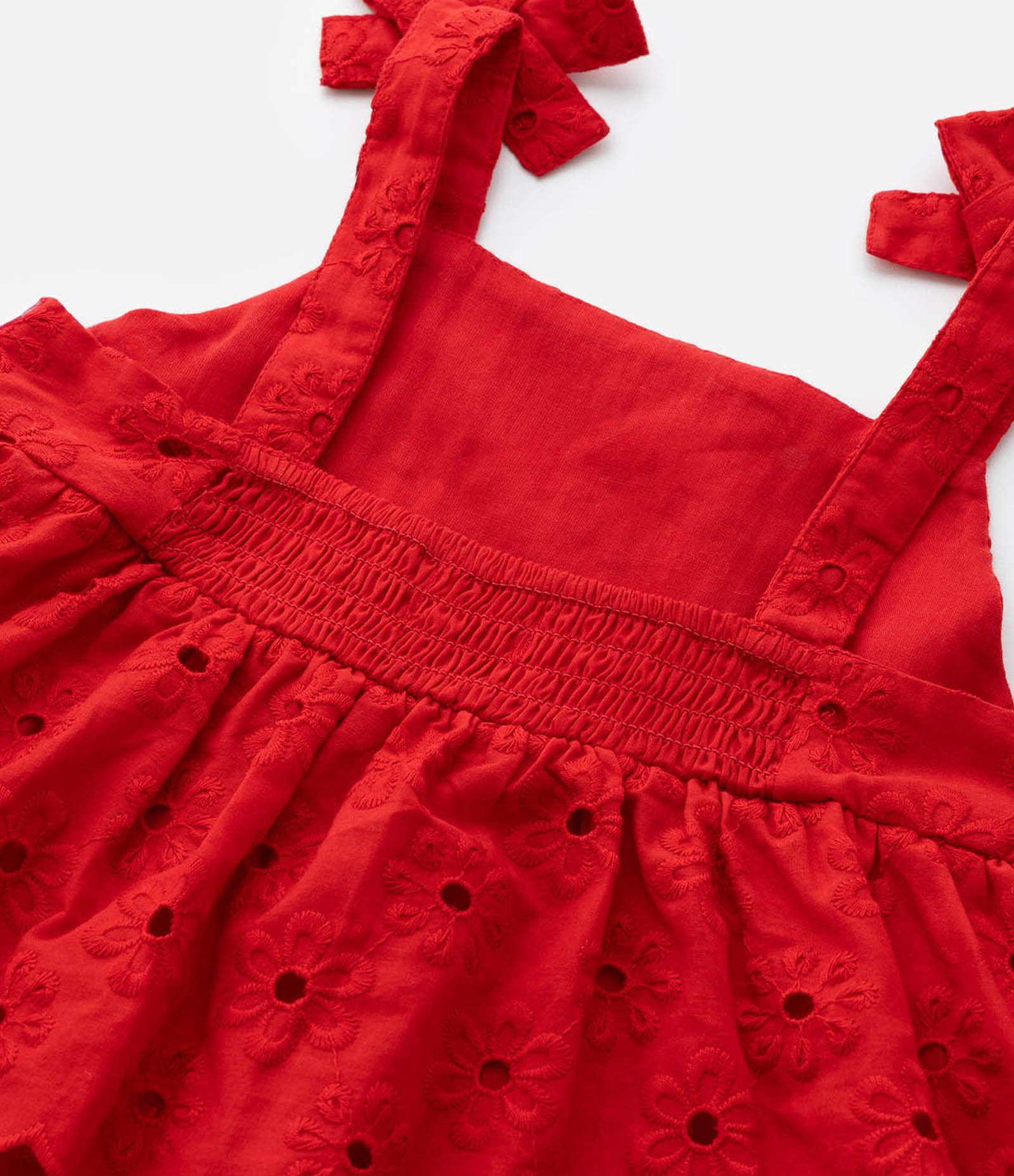 Vestido Infantil em Laise Texturizado - Tam 1 a 6 Anos Vermelho 4