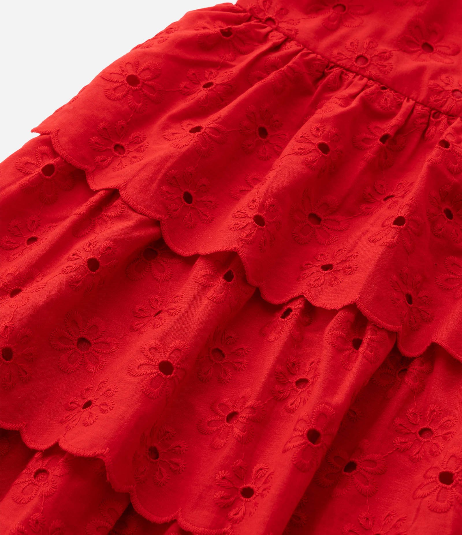 Vestido Infantil em Laise Texturizado - Tam 1 a 6 Anos Vermelho 5