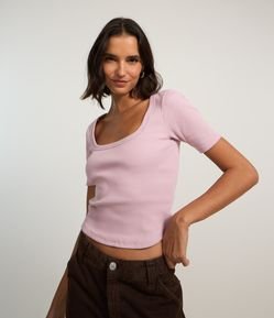 Blusa Básica em Ribana com Decote Quadrado
