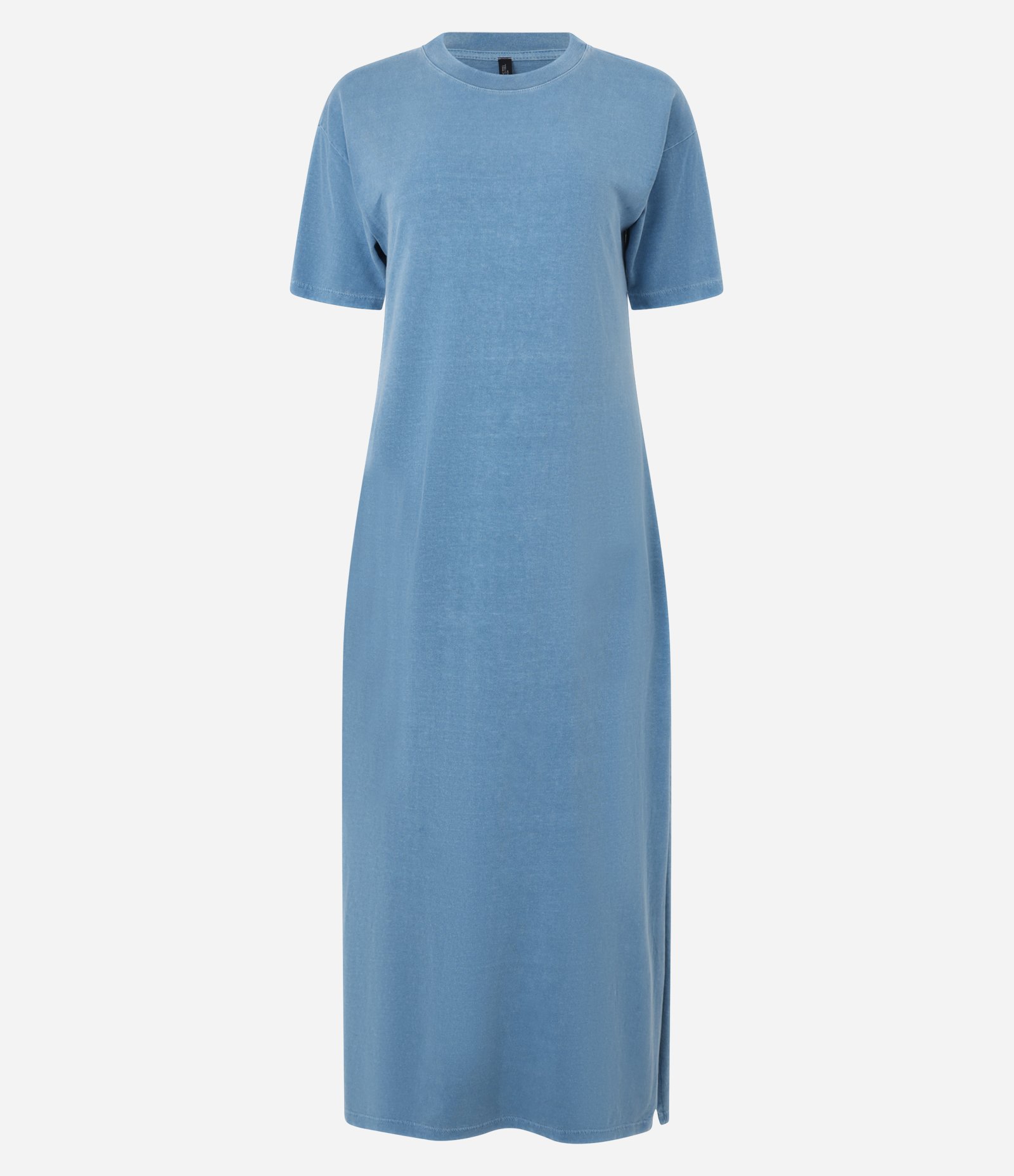 Vestido New Midi em Algodão com Fenda Lateral Azul 4