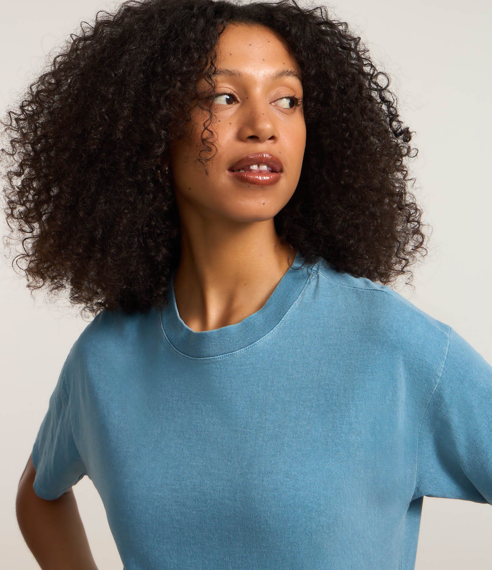 Vestido New Midi em Algodão com Fenda Lateral Azul 3