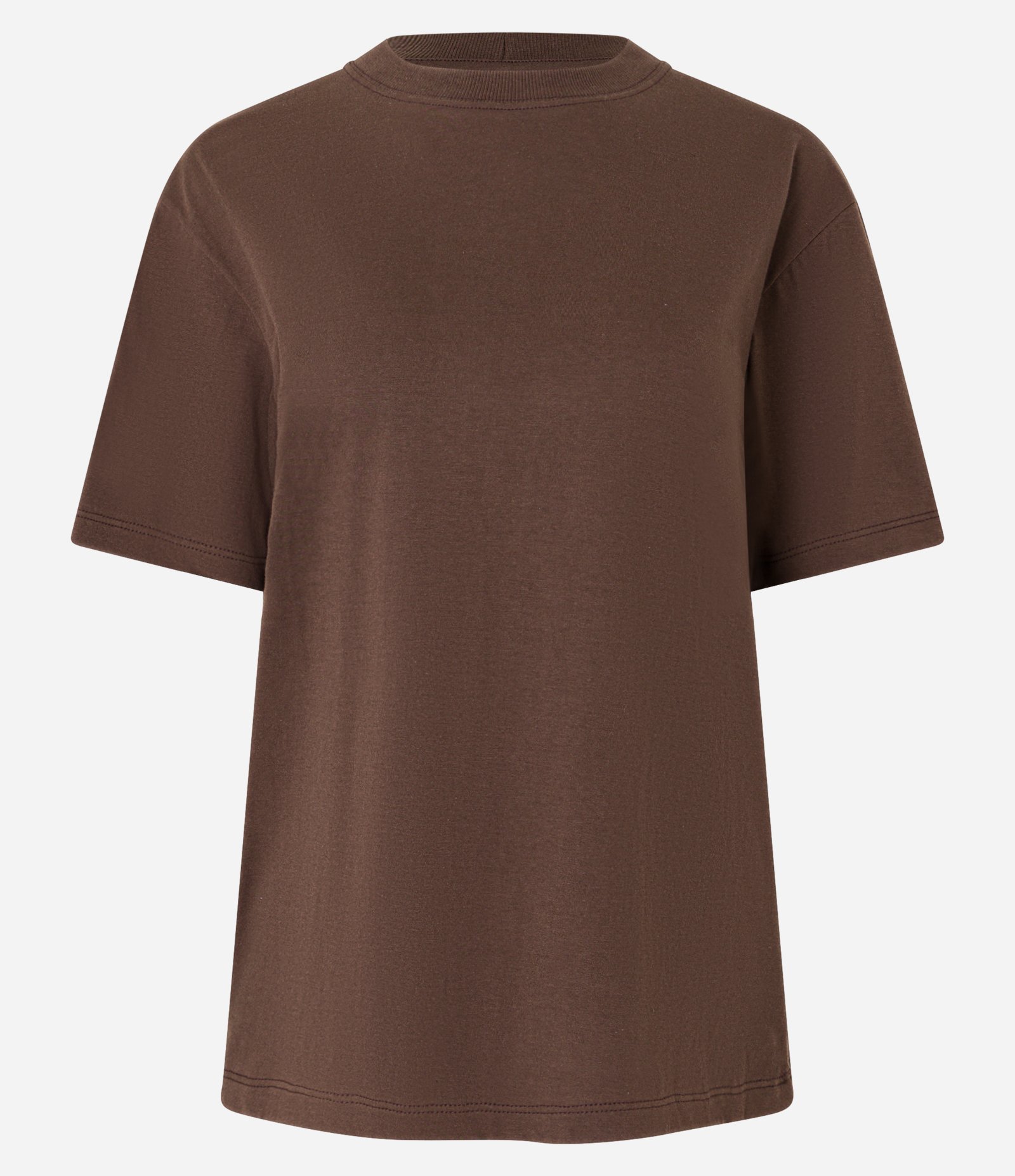 Camiseta em Algodão com Gola Redonda Marrom Terroso 5