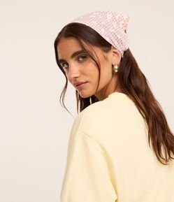 Bandana Elástica com Estampa Xadrez com Florzinhas