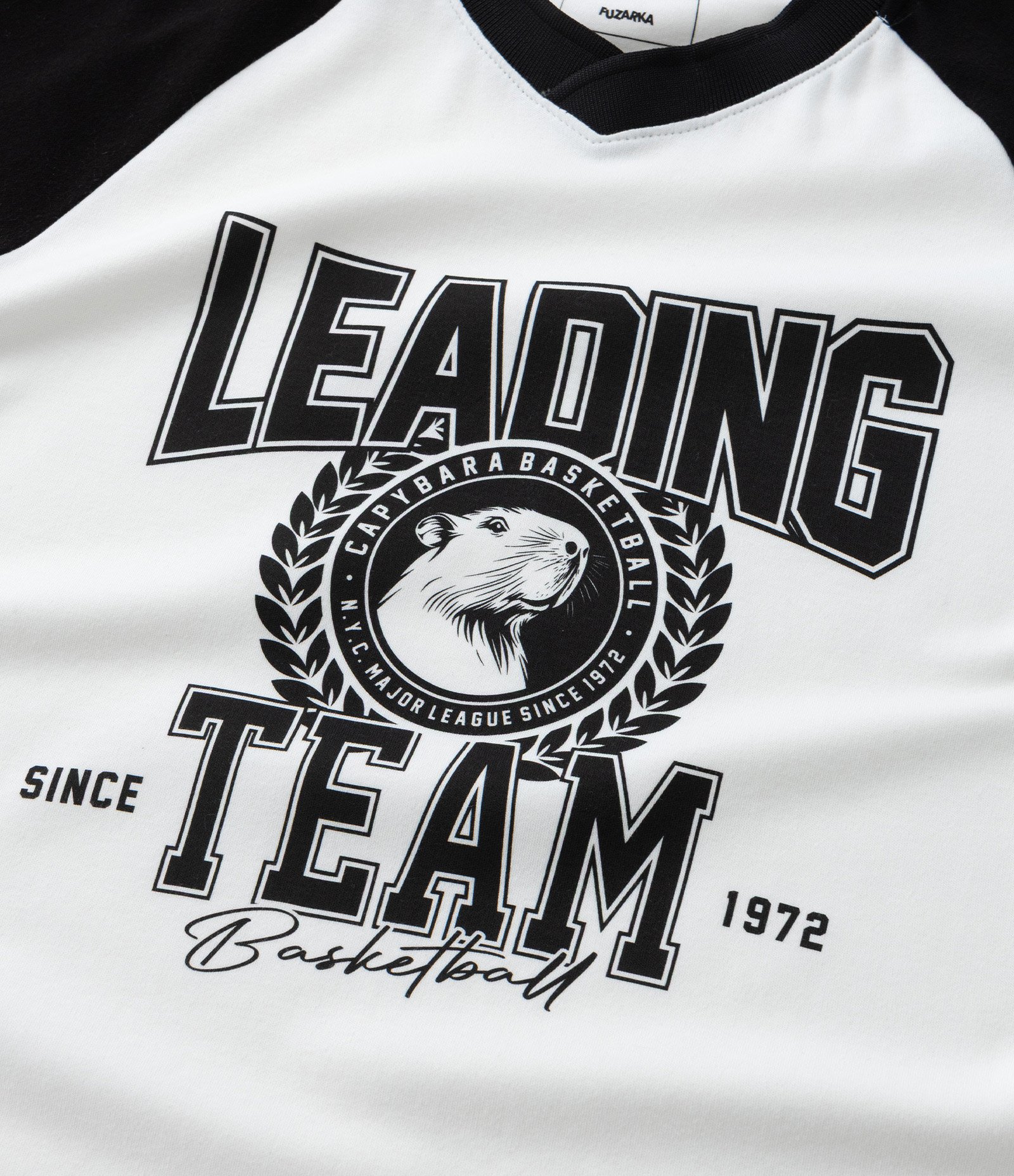Camiseta Infantil Esportiva Estampa Capivara Team - Tam 5 a 14 Anos Branco/Preto 5